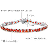 "Force Audacieuse" Bracelet Tennis en Argent Sterling Grenat Rouge