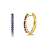 Boucles d'oreilles créoles en saphir bleu petite 14K or jaune FANCIME