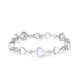 FANCIME Bracelet en Argent Sterling Tennis Pierre de Naissance de Juin en Pierre de Lune Cœur Halo
