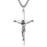 Collier pour Hommes en Argent Sterling Poli avec Croix Crucifix FANCIME