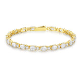 "Radiance Glamour" Bracelet Tennis en Argent Sterling Zircon Cubique Taillé en Oval Taille Fantaisie Pierre de Naissance d'Avril