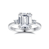 Bague en argent sterling Moissanite en taille émeraude à trois pierres FANCIME