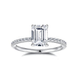 Bague en argent sterling Moissanite en solitaire taille radiante classique FANCIME