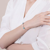 FANCIME Bracelet en Argent Sterling Tennis Pierre de Naissance de Mars en Aigue-Marine Cœur Halo