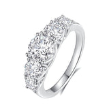 Bague en argent sterling Moissanite en taille ronde à cinq radiances FANCIME