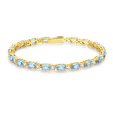 "Radiance Glamour" Bracelet Tennis en Argent Sterling Aigue-marine Taille Fantaisie Pierre de Naissance de Mars