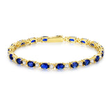 "Glamour Radiance" Bracelet en argent sterling avec saphir bleu taillé fantaisie, pierre de naissance de septembre