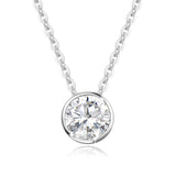 Collier pendentif solitaire en moissanite serti en or blanc 14K ONE Carat, 16+2 pouces