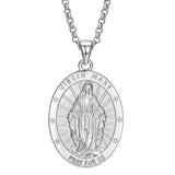 Collier Pendentif pour Hommes en Argent Sterling avec Médailles de la Vierge Marie Série Saint FANCIME