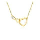 FANCIME Collier en or massif 14K en forme de cœur entrelacé infini