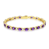 "Radiance Glamour" Bracelet Tennis en Argent Sterling Améthyste Taille Fantaisie Pierre de Naissance de Février