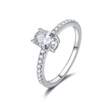 FANCIME Bague en argent sterling "Hidden Halo" en taille ovale