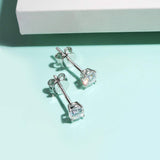 Boucles d'oreilles puces en or blanc 14K avec diamant rond FANCIME