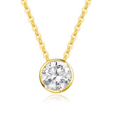 FANCIME Collier en or jaune 14K avec solitaire en moissanite serti