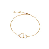 Bracelet en or massif 14K avec deux cœurs entrelacés à l'infini FANCIME