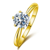 Bague en argent sterling Moissanite en solitaire taille ronde classique FANCIME