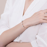FANCIME Bracelet en Argent Sterling Tennis Pierre de Naissance d'Avril en Zircon Cubique Cœur Halo