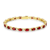 "Radiance Glamour" Bracelet Tennis en Argent Sterling Grenat Taille Fantaisie Pierre de Naissance de Janvier