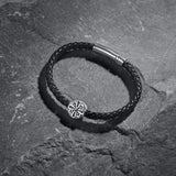FANCIME FORCE Bracelet en Cuir pour Hommes en Argent Sterling