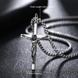 Collier pour Hommes en Argent Sterling Poli avec Croix Crucifix FANCIME