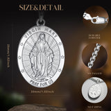 Collier Pendentif pour Hommes en Argent Sterling avec Médailles de la Vierge Marie Série Saint FANCIME