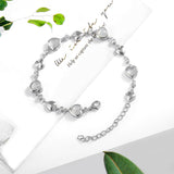 FANCIME Bracelet en Argent Sterling Tennis Pierre de Naissance de Juin en Pierre de Lune Cœur Halo