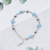 FANCIME Bracelet en Argent Sterling Tennis Pierre de Naissance de Mars en Aigue-Marine Cœur Halo