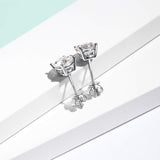 FANCIME Boucles d'oreilles en moissanite solitaire délicate 2cttw en or blanc 14K