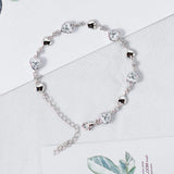 FANCIME Bracelet en Argent Sterling Tennis Pierre de Naissance d'Avril en Zircon Cubique Cœur Halo
