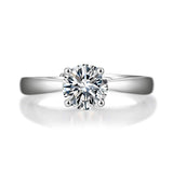 FANCIME Bague en argent sterling "Classic Round Cut" en moissanite