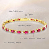 "Radiance Glamour" Bracelet Tennis en Argent Sterling Rubis Taille Fantaisie Pierre de Naissance de Juillet