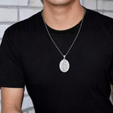 Collier Pendentif pour Hommes en Argent Sterling avec Médailles de la Vierge Marie Série Saint FANCIME