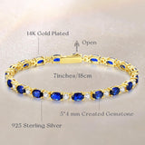 "Glamour Radiance" Bracelet en argent sterling avec saphir bleu taillé fantaisie, pierre de naissance de septembre