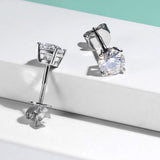 FANCIME Boucles d'oreilles en moissanite solitaire délicate 2cttw en or blanc 14K