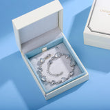 FANCIME Bracelet en Argent Sterling Tennis Pierre de Naissance de Juin en Pierre de Lune Cœur Halo