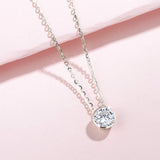 Collier pendentif solitaire en moissanite serti en or blanc 14K ONE Carat, 16+2 pouces