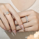 Bague en argent sterling Moissanite en solitaire taille radiante classique FANCIME