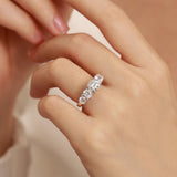 Bague en argent sterling Moissanite en taille ronde à cinq radiances FANCIME