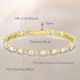 "Radiance Glamour" Bracelet Tennis en Argent Sterling Zircon Cubique Taillé en Oval Taille Fantaisie Pierre de Naissance d'Avril