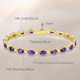 "Radiance Glamour" Bracelet Tennis en Argent Sterling Améthyste Taille Fantaisie Pierre de Naissance de Février