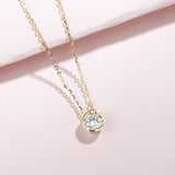 FANCIME Collier en or jaune 14K avec solitaire en moissanite serti