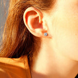 Boucles d'oreilles puces en or blanc 14K avec diamant rond FANCIME