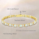 "Glamour Radiance" Bracelet en argent sterling avec opale blanche taillée fantaisie d'octobre