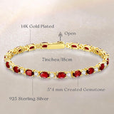 "Radiance Glamour" Bracelet Tennis en Argent Sterling Grenat Taille Fantaisie Pierre de Naissance de Janvier