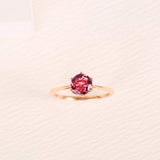Bague de fiançailles en or rose 14K avec tourmaline FANCIME