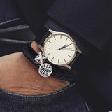 FANCIME FORCE Bracelet en Cuir pour Hommes en Argent Sterling