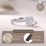 Bague en argent sterling Moissanite en solitaire taille radiante classique FANCIME