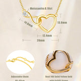 FANCIME Collier en or massif 14K en forme de cœur entrelacé infini