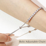 "Élégance Éternelle" Bracelet de Tennis en Opale en Argent Sterling avec Chaîne Bolo Classique d'Octobre
