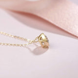 FANCIME Collier en or jaune 14K avec solitaire en moissanite serti